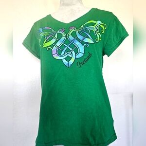 Celtic Trinity Knot Green T-Shirt cap sleeves Juniors XL